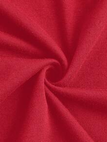 SHEIN EZwear 休閒簡約落肩女款T恤，適合夏季、7月4日日 - 紅色 - 查看 4