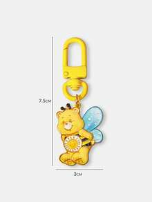 SHEIN X Care Bears New Creative Cartoon Multi-Color Cute Bee Pattern Printing Keychain, IP Joint Design, Cute Personalized, Simple And Generous, Can Also Be Used As Accessories, Suitable For Various Parties, Concerts, Festivals, Exquisite Gifts - Yellow - View 6