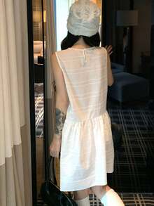 K-Vae Korean Style Basic Versatile Layered Sleeveless Mini Dress, Suitable For Commuting Golf White Summer - White - View 2