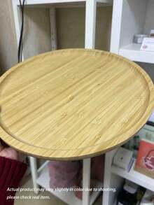 1pc Round Bamboo Food Tray, Simple Tray For Home,Kitchen,Christmas Gift - Beige - View 8