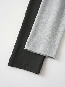 SHEIN BASICS 2件組休閒素色針織圓領長袖女款連身衣 - 彩色 - 查看 8