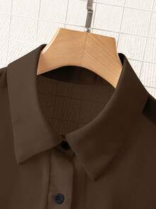 Franclia Camisa básica de unicolor transparente con cuello vuelto y estilo minimalista - Marrón - Ver 4