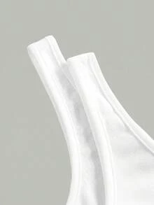 Girlism 青少年女孩 2 件組白色背心內搭，百搭內搭上衣，返校季 - 白色 - 查看 5