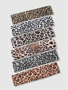 ROMWE Kawaii 18 Buah Bando Wanita Motif Leopard Retro Amerika + Warna Polos, Gaya Jalanan Cocok Sebagai Aksesori Rambut Wanita untuk Penggunaan Sehari-hari dan Olahraga - Cetak macan tutul multi-warna - View 4
