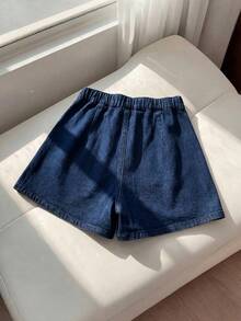 EMERY ROSE EMERY ROSE Faldas-pantalones de mezclilla de moda con diseño de pedrería para mujer talla grande - Azul lavado oscuro - Ver 3