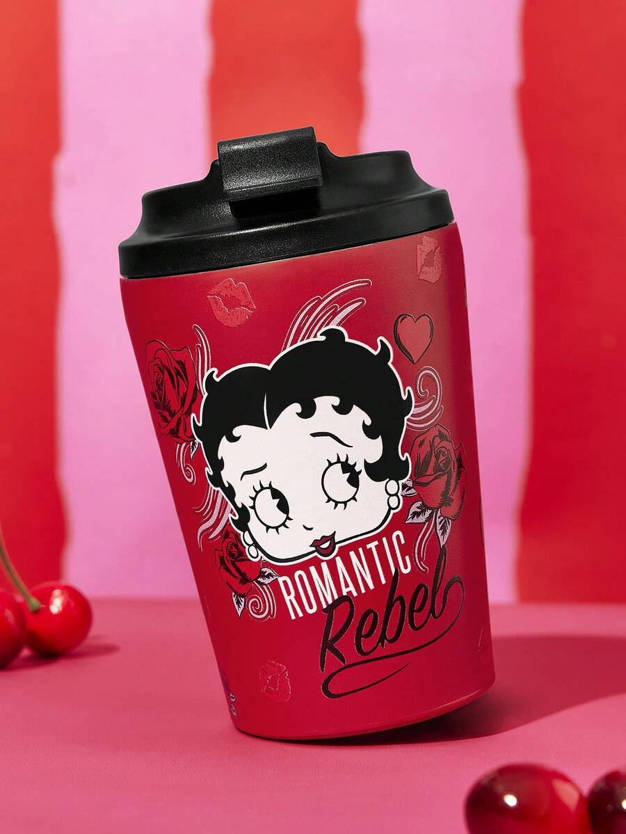 Betty Boop x SHEIN 360 Ml / 12 Oz 防漏不鏽鋼便攜式隨行杯 - 紅色 - 查看 1