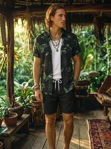 Genlund Men's Summer Beach Vacation Shirt And Shorts Set Men Short Sets Vacation Men Shirt And Shorts, Holiday - Multicolor - View 1