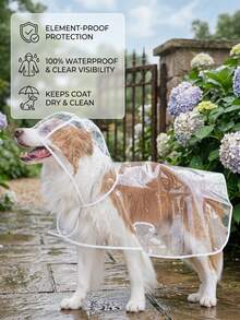 PETSIN 透明防水狗狗雨衣 - 全身EVA材质，带帽设计，适合小型至中型犬（建议选择大一号）。柔软外层，非常适合博美犬/比熊犬等小型犬雨天散步，全天候防水，是完美的圣诞礼物。 - 透明白邊 - 查看 2