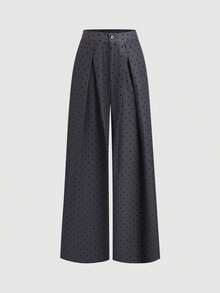 Sweetra Damen Sweetro eleganter Pendler-Blazer mit Polka-Dot-Muster und lockeren Hosen - Grau - Übersicht 1