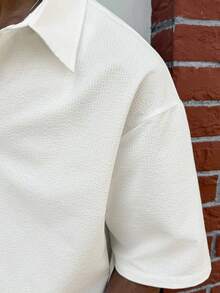 Major Grit Men's Solid Color Single-Breasted Casual Versatile Daily Travel Short Sleeve Shirt - Beige - View 4