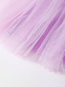 SHEIN Glamorique Kids 女嬰公主洋裝，優雅可愛紫色粉色3D花朵無袖蝴蝶結網紗蓬蓬裙，生日派對、婚禮節日禮服、舞會禮服、畢業禮服、夏季洋裝 - 紫色 - 查看 10