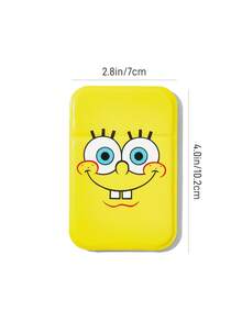 SpongeBob SquarePants | SHEIN 1個可愛圖案印花PU皮革材質粉紅色可折疊HD便攜式鏡子，可站立或手持，輕巧便攜，方便檢查妝容細節，適合旅行和通勤，海綿，卡通 - 黃色 - 查看 4