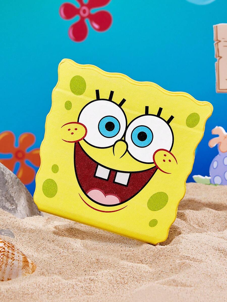 SpongeBob SquarePants | SHEIN 1 buah Cermin Lipat Portabel HD dengan Desain Kartun Lucu dari Bahan Kulit PU, Dapat Berdiri Sendiri atau Digenggam, Ringan dan Portabel, Nyaman untuk Memeriksa Detail Riasan, Cocok untuk Perjalanan dan Bepergian, Sangat Cocok untuk Wanita, Pria, Pelajar dan Penggemar, Dunia Bawah Laut, Spons - Kuning - View 1