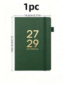 2027-2029 English Calendar Notebook, Time Management Planner, Bound Notepad With Straps - C-Green - View 7