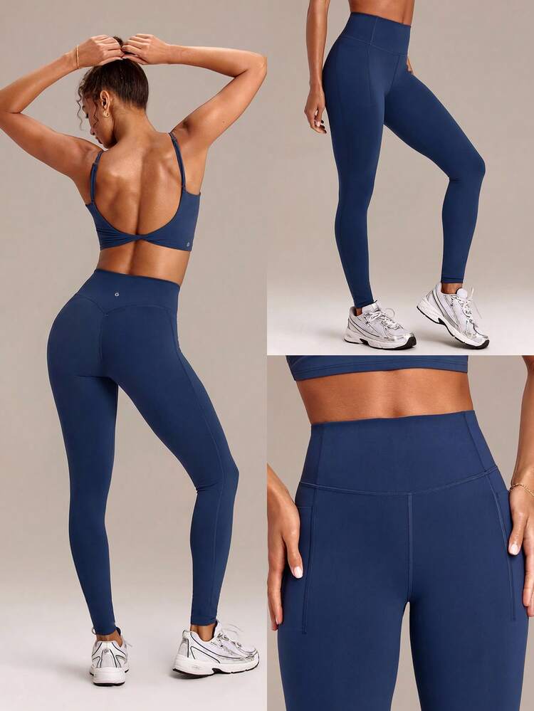 28" Powersculpt™ StudioShape Peakbum Leggings With Mesh Paneling Drawstring Anti-Roll Down Waist High Impact Training Workout Gym Fitness Wear