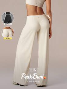 GLOWMODE 32" FeatherFit™-Air Glow Pulse Low-Rise Peakbum Wide Leg Capri Leggings With Back Pocket Low Impact Training Running Workout Gym Fitness Daily Wear - White - View 1