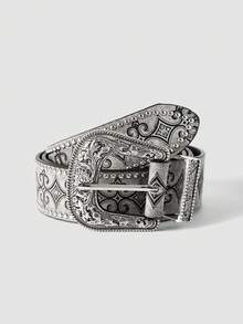 MortiRose Medieval Vintage Leather Belt, Viking Retro Embossed Rivet Waist Belt, Nostalgic Floral Punk Rivet Versatile Belt, Suitable For Various Occasions - Multicolor - View 4