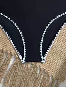 SHEIN Baju Renang Terusan Model Camisole dengan Trim Kontras untuk Remaja Perempuan, Cocok untuk Liburan Olahraga Pantai, Pesta Kolam Renang, Pesta Pantai Musim Panas - MultiWarna - View 3