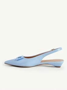 CUCCOO CHICEST Giày bệt nữ mũi nhọn khóa vuông gót thấp, thiết kế độc đáo, đa năng và thoải mái, màu sắc dopamine đa sắc xuân hè, chất liệu da xỏ chân, phù hợp đi làm và đi lại, phù hợp cho Giáng sinh và mùa xuân - Màu xanh bụi bặm - Xem 10