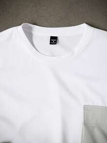 Manfinity Homme Men's Summer Casual Contrast Color Pocket T-Shirt And Cargo Shorts Set - White - View 8