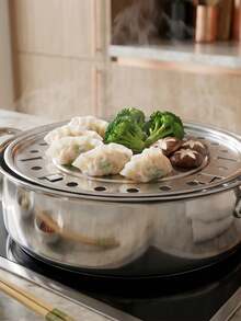 Zazumi Universal Stainless Steel Steamer With Detachable Legs, Cooking Steaming Pan And Pot Accessory, Multi-Functional Steaming Rack For , Grinding And Scratch-Proof Round Cooling Rack, Steamer Rack For Kitchen Thick Cookware Tool Seafood Boil - Silver - View 5
