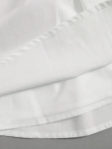 Elamini Women's Summer Lace Collar Ribbon Tie Decor Pure Cotton Short White Dress, Suitable For Collegiate Style - White - View 5