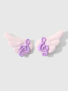 ROMWE Anime 6件組女孩日常佩戴軟萌甜美多色壓克力音樂符號波點雲朵翅膀DIY鱷魚夾髮夾套裝 - 多色-50 - 查看 8