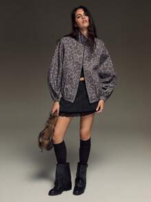 BAD SUNDAY Chaqueta abrigo de mujer con estampado de leopardo, cuello alto, manga larga y cremallera, para todas las estaciones, versátil para ir al trabajo, salidas diarias, vacaciones, festival de música, estilo vintage Y2K - Multicolor - Ver 2