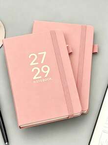2027-2029 English Calendar Notebook, Time Management Planner, Bound Notepad With Straps - B-Pink - View 5