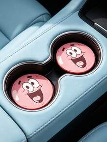 SpongeBob SquarePants | SHEIN PU皮革汽車杯墊，防震，通用，時尚，可放入汽車杯架，亦可用作汽車或居家辦公室杯墊，海底世界，海綿寶寶，派大星，章魚哥 - A - 查看 1