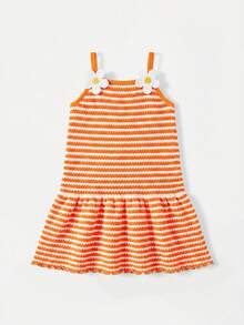 Emery Rose Kids Emery Rose Kids 一件装，女童休闲优雅条纹宽松吊带连衣裙，适合日常穿着、返校、外出、聚会、节日、春夏穿着。 - 橘色 - 查看 3