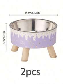 1pc/2pcs Stainless Steel Elevated Pet Bowls With Sturdy Stand, Anti-Slip & Anti-Spill, Large Capacity For Cat And Dog Food And Water - multicolor - View 22
