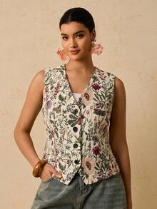 Travachic Plus Size Summer Casual Jacquard Vest Jacket Winter - Multicolor - View 5