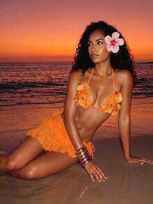 Zestiva Bộ bikini ngắn xếp ly bằng vải lưới gợi cảm dành cho nữ, thích hợp cho bãi biển và kỳ nghỉ xuân hè. - Nhiều màu - Xem 3