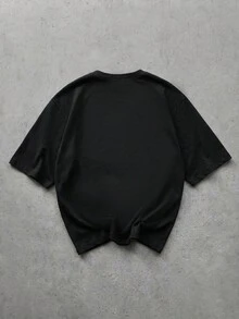 GENTILAND Camiseta casual de hombre con diseño de patchwork divertido - Negro - Ver 3