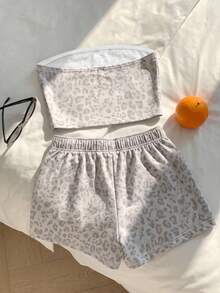 Comfortcana 2pcs Light Gray Set, Suitable For Vacation, Graduation Season, Summer Top, Daily Commute, Date, Party, Wedding, Beach Outing, Casual, Also Suitable For Christmas, New Year, Thanksgiving, Graduation Ceremony, Fashionable Elegant Casual, Y2K Style, Pre-Order, Shiny, Valentine's Day, Vacation, Graduation Ceremony, Women's Vacation Set Plus Size 2pcs - White - View 2