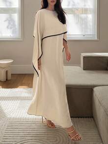 Al Najma Women's Asymmetric Design Elegant Modest Casual Arabian Dress Formal Black Winter - Apricot - View 7