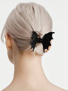 MortiRose 1pc Gothic Punk Matte Black Bat Wing Hair Clip - Elegant Metal Ponytail Claw Clip For Women,  For Halloween And Christmas Parties, Hair Accessories - Black - View 7