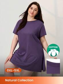 LUVLETTE Halloween Plus Size Purple Pajamas 100% Cotton Sleep Dress For Women Oversized Short Sleeve Loungewear Soft Dress Moo Moo For Women - Purple - View 1