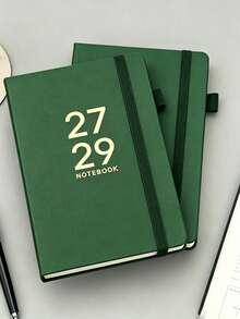 2027-2029 English Calendar Notebook, Time Management Planner, Bound Notepad With Straps - C-Green - View 4
