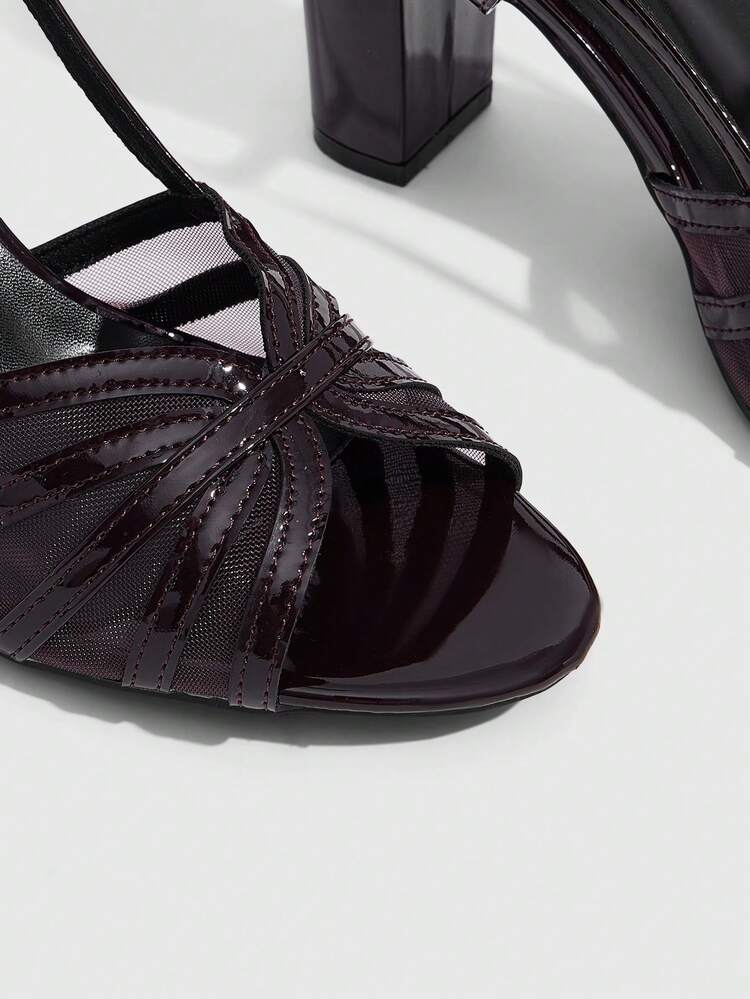 CUCCOO SZL Women Shoes Spring And Summer New Models, Red Patent Leather Open-Toed Thick-Heeled Sandals, Versatile T-Band Back Strap Design, Commuter Dating Parties, Weddings, Essential High-Heeled Women's Shoes For Daily Wear