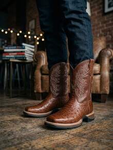 Botas de piel para hombre - Cafe - Ver 2