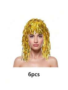 1pc/6/12pcs Shiny Wig, Glitter Party Wig, Colorful Glitter Wig Cap, Disco Costume Wig, Fun Party Hat, Funny Glitter Metal Hair Accessory, Suitable For Party Carnival, Headwear, Daily Party Supplies, Party Home Decor, Party Gifts, Holiday Supplies - multicolor - View 18