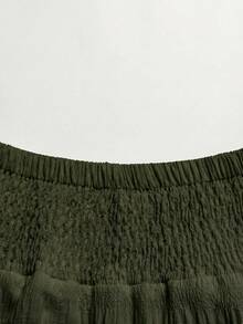 Girlism Teen Girl Teen Girl White,Ruffle Skirt Boho Long Skirt Break Paperbag Waist Frill Trim Ruffle Hem Skirt - Army Green - View 3