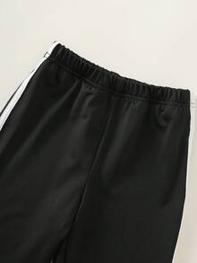 SHEIN 2件/套 男嬰 春/夏 舒適休閒可愛時尚小馬圖案對比織帶短袖T恤針織上衣與長褲套裝，適用於室內、室外、日常、運動、玩耍、派對、攝影、度假、節日 - 彩色 - 查看 8