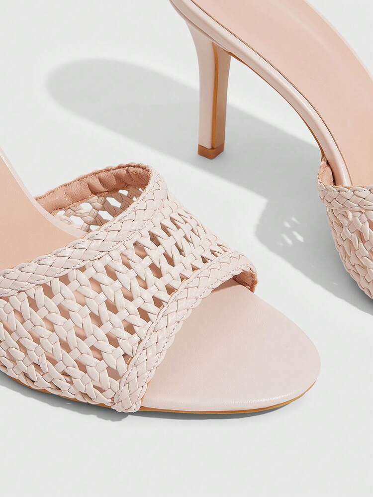 CUCCOO SZL Women Shoes Spring And Summer New Multi-Color Woven Open-Toed High-Heeled Sandals, Retro Thick-Heeled Mules Shoes, Mori Vacation Style, Daily Commuting Shopping Shoes, Beach Vacation Photo Shoes, Temperament Versatile Outer Wear Women's Shoes