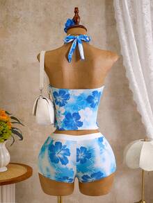 Swim Mod Spring/Summer New Women's Sexy Yellow Print Camisole Bikini Two-Piece Swimsuit For Beach - Multicolor - View 5