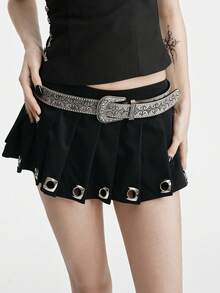 MortiRose Medieval Vintage Leather Belt, Viking Retro Embossed Rivet Waist Belt, Nostalgic Floral Punk Rivet Versatile Belt, Suitable For Various Occasions - Multicolor - View 3