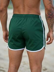 Ironwick Men's Contrast Trim Sports Shorts, Gym, Holiday - Green - View 2