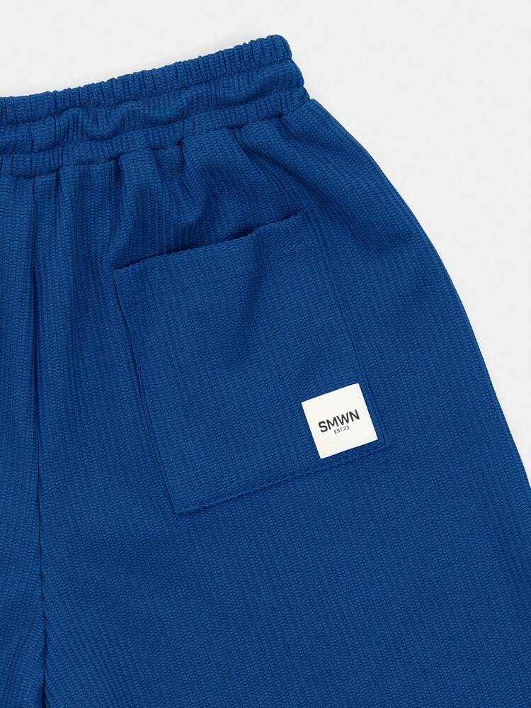 Boys Textured Polo Co-Ord Set With Half Zip Collar Top And Matching Drawstring Shorts Limited Edition Embroidery